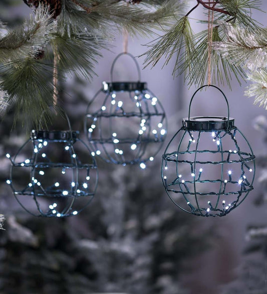 Plow & Hearth Decorative Garden Accents Yard & Garden Mini Solar Lanterns, Set Of 3
