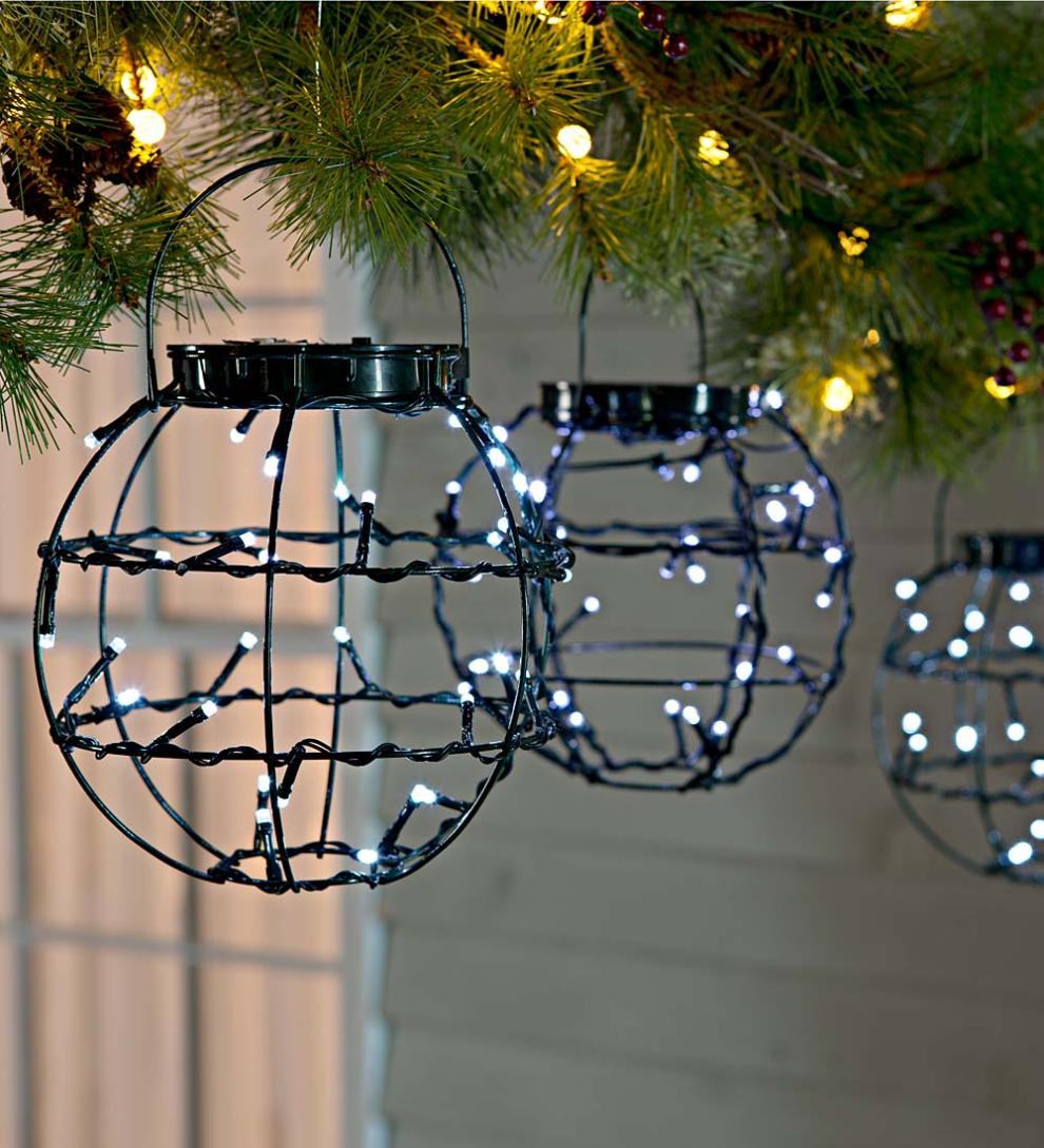 Plow & Hearth Decorative Garden Accents Yard & Garden Mini Solar Lanterns, Set Of 3
