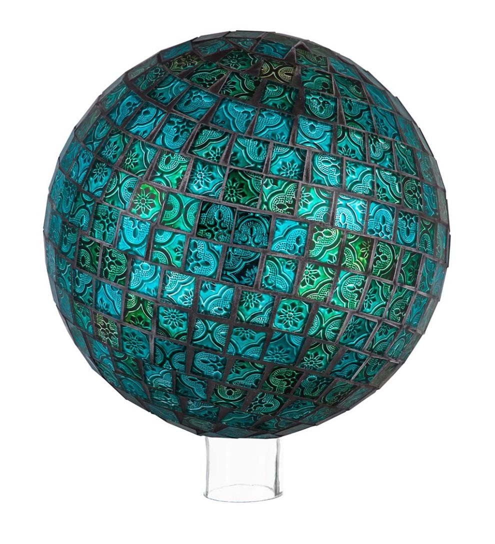 Plow & Hearth Decorative Garden Accents Yard & Garden Mosaic Glass Gazing Garden Ball - Turquoise