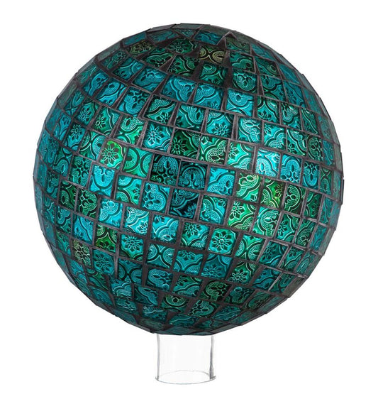 Plow & Hearth Decorative Garden Accents Yard & Garden Mosaic Glass Gazing Garden Ball - Turquoise