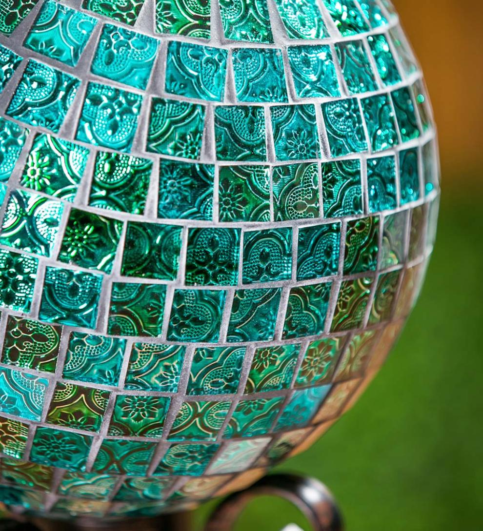 Plow & Hearth Decorative Garden Accents Yard & Garden Mosaic Glass Gazing Garden Ball - Turquoise