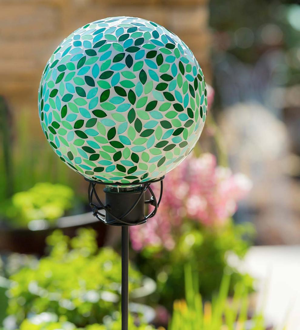 Plow & Hearth Decorative Garden Accents Yard & Garden Mosaic Glass Gazing Garden Ball - Turquoise