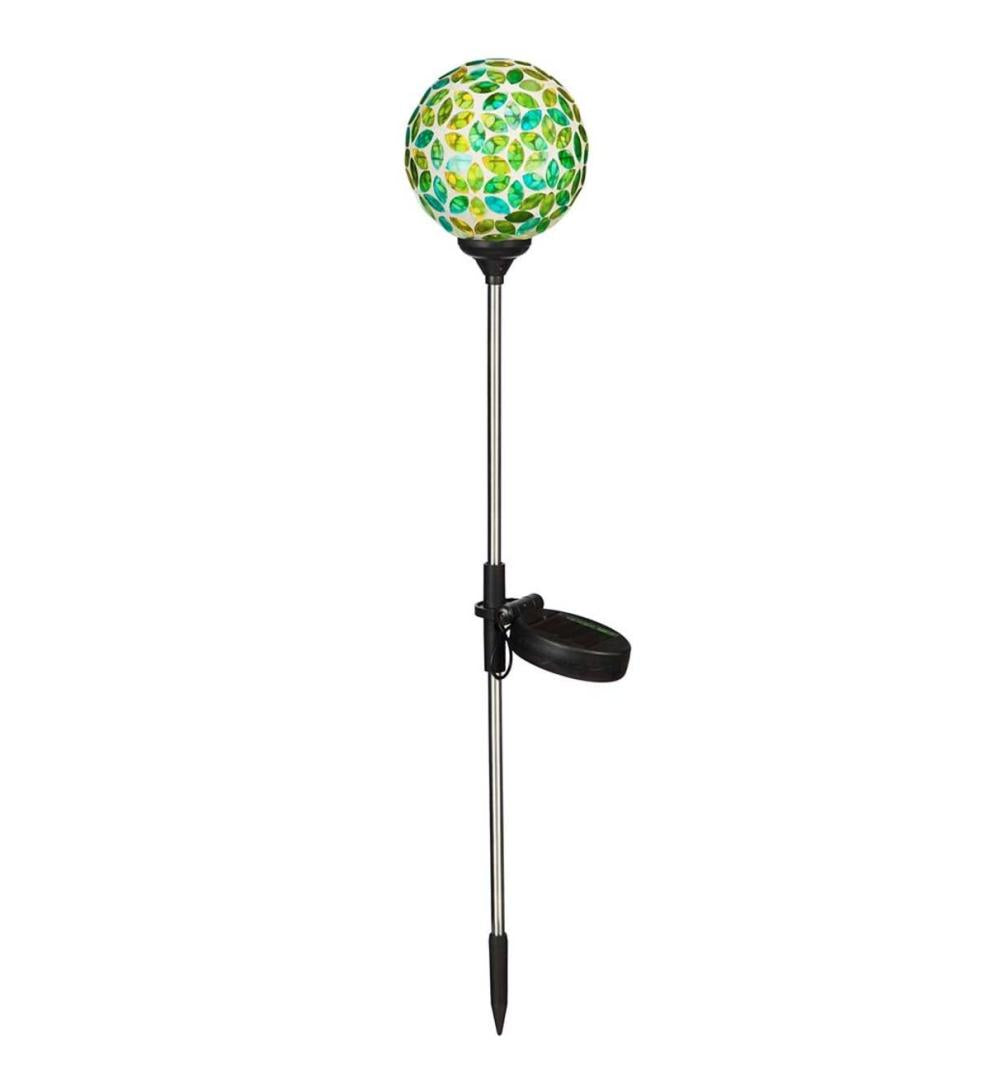 Plow & Hearth Decorative Garden Accents Yard & Garden Mosaic Globes Solar Garden Stakes - Blue