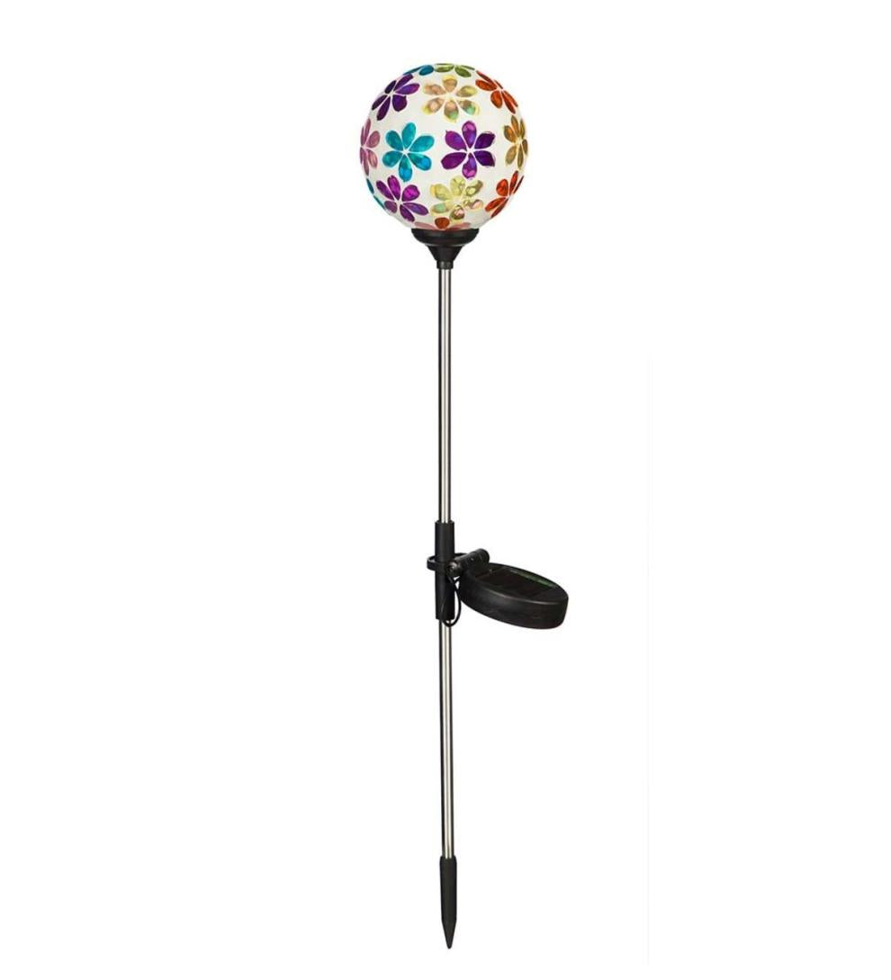 Plow & Hearth Decorative Garden Accents Yard & Garden Mosaic Globes Solar Garden Stakes - Blue