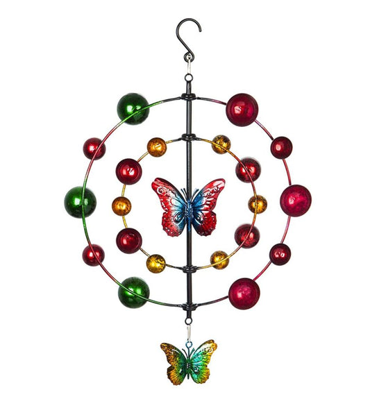 Plow & Hearth Decorative Garden Accents Yard & Garden Multi-Colored Butterfly Hanging Wind Twirler Wind Spinner
