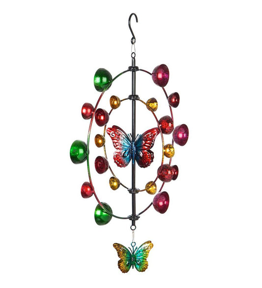 Plow & Hearth Decorative Garden Accents Yard & Garden Multi-Colored Butterfly Hanging Wind Twirler Wind Spinner