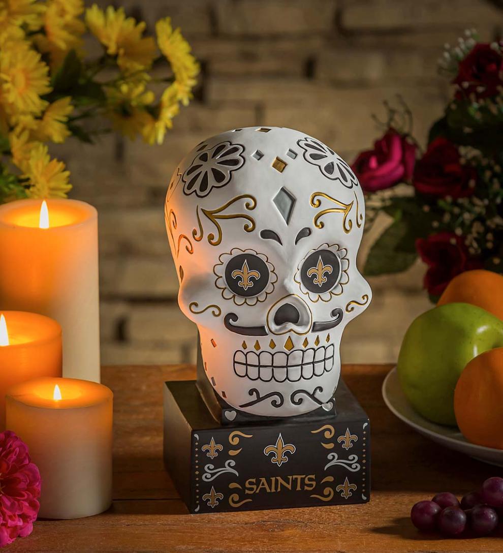 Plow & Hearth Decorative Garden Accents Yard & Garden New Orleans Saints Sugar Skull Statue
