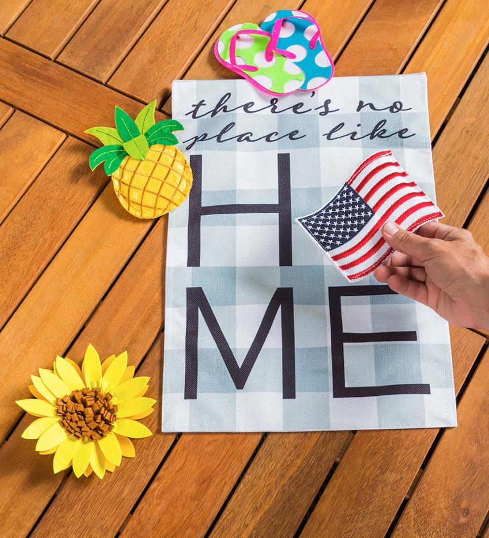Plow & Hearth Decorative Garden Accents Yard & Garden No Place Like Home Burlap House Flag With Four Interchangeable Icons