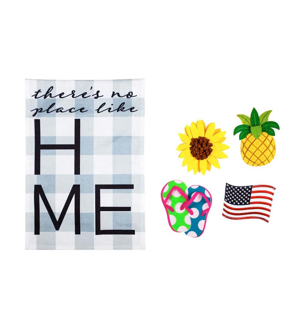 Plow & Hearth Decorative Garden Accents Yard & Garden No Place Like Home Burlap House Flag With Four Interchangeable Icons