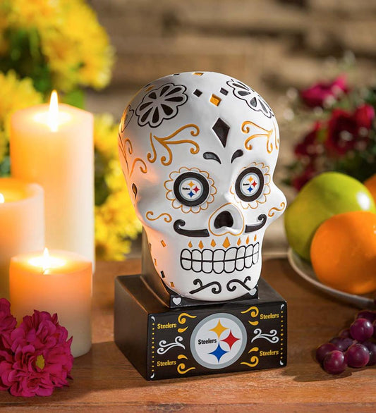 Plow & Hearth Decorative Garden Accents Yard & Garden Pittsburgh Steelers Sugar Skull Statue