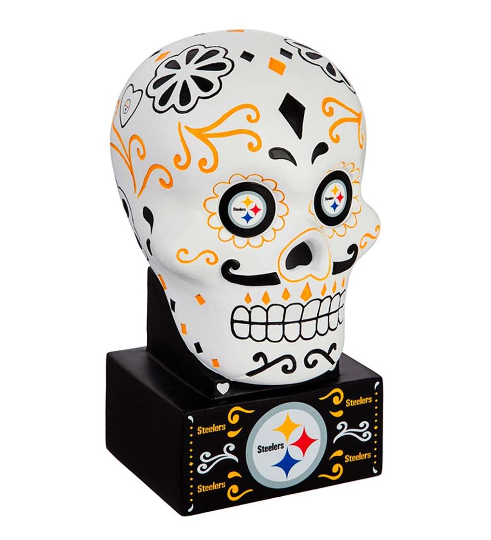 Plow & Hearth Decorative Garden Accents Yard & Garden Pittsburgh Steelers Sugar Skull Statue