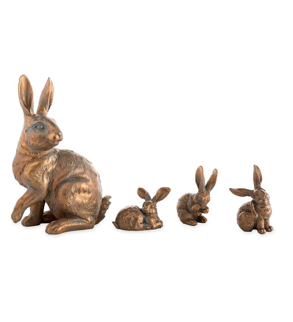 Plow & Hearth Decorative Garden Accents Yard & Garden Rabbit Family With Mother And Three Babies, Set Of 4