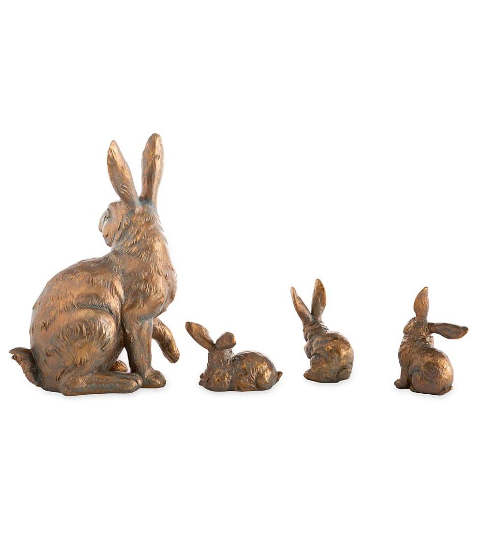 Plow & Hearth Decorative Garden Accents Yard & Garden Rabbit Family With Mother And Three Babies, Set Of 4