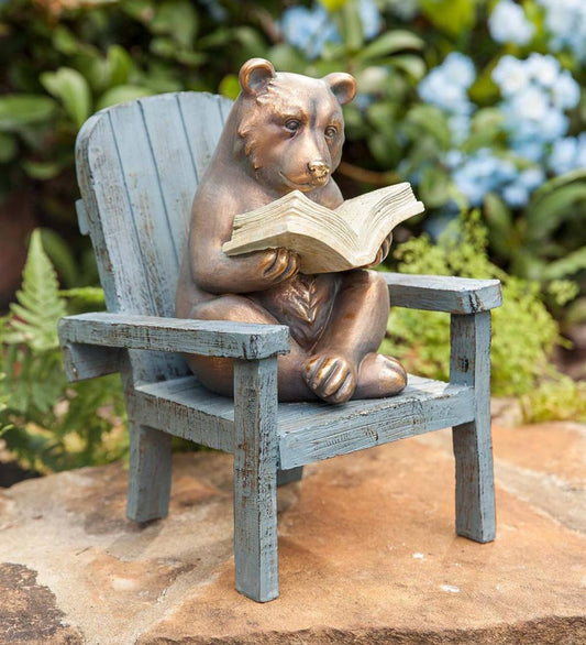 Plow & Hearth Decorative Garden Accents Yard & Garden Reading Bear Garden Statue