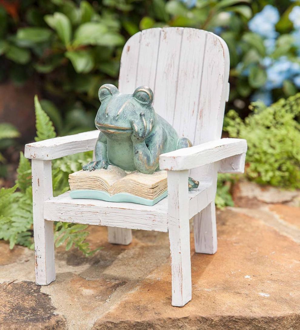 Plow & Hearth Decorative Garden Accents Yard & Garden Reading Frog Garden Statue