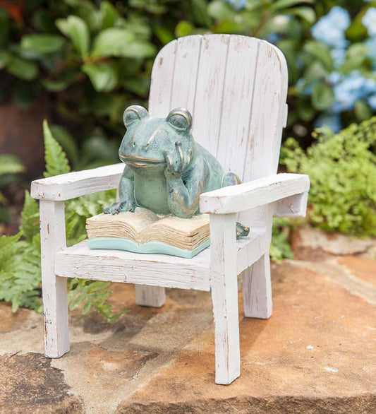 Plow & Hearth Decorative Garden Accents Yard & Garden Reading Frog Garden Statue