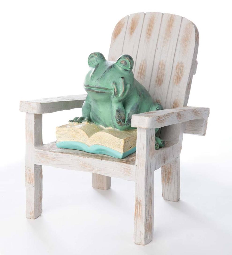 Plow & Hearth Decorative Garden Accents Yard & Garden Reading Frog Garden Statue