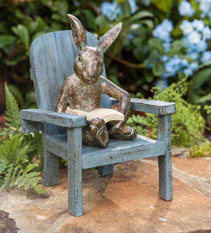 Plow & Hearth Decorative Garden Accents Yard & Garden Reading Rabbit Garden Statue