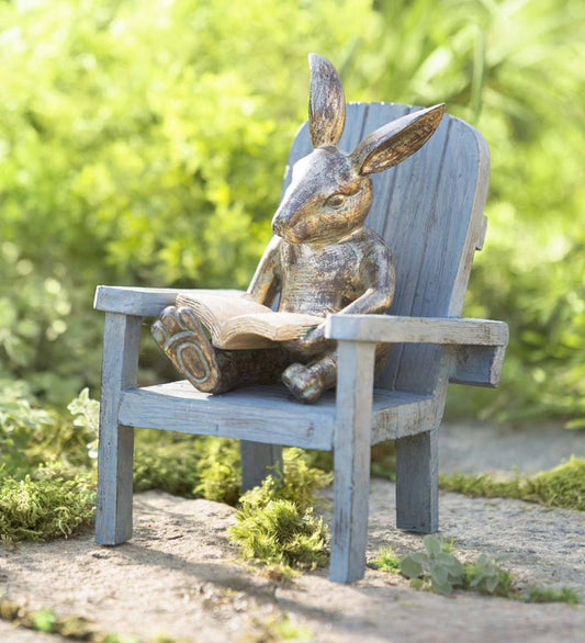 Plow & Hearth Decorative Garden Accents Yard & Garden Reading Rabbit Garden Statue