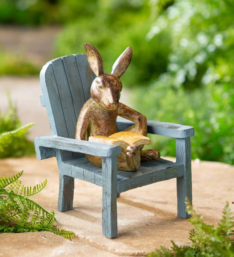 Plow & Hearth Decorative Garden Accents Yard & Garden Reading Rabbit Garden Statue