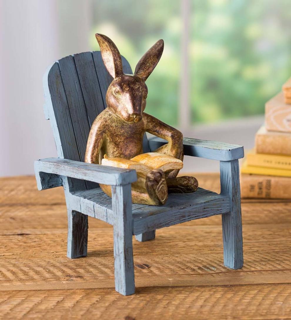Plow & Hearth Decorative Garden Accents Yard & Garden Reading Rabbit Garden Statue