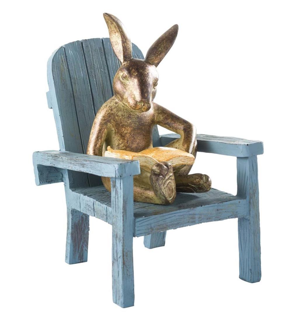 Plow & Hearth Decorative Garden Accents Yard & Garden Reading Rabbit Garden Statue