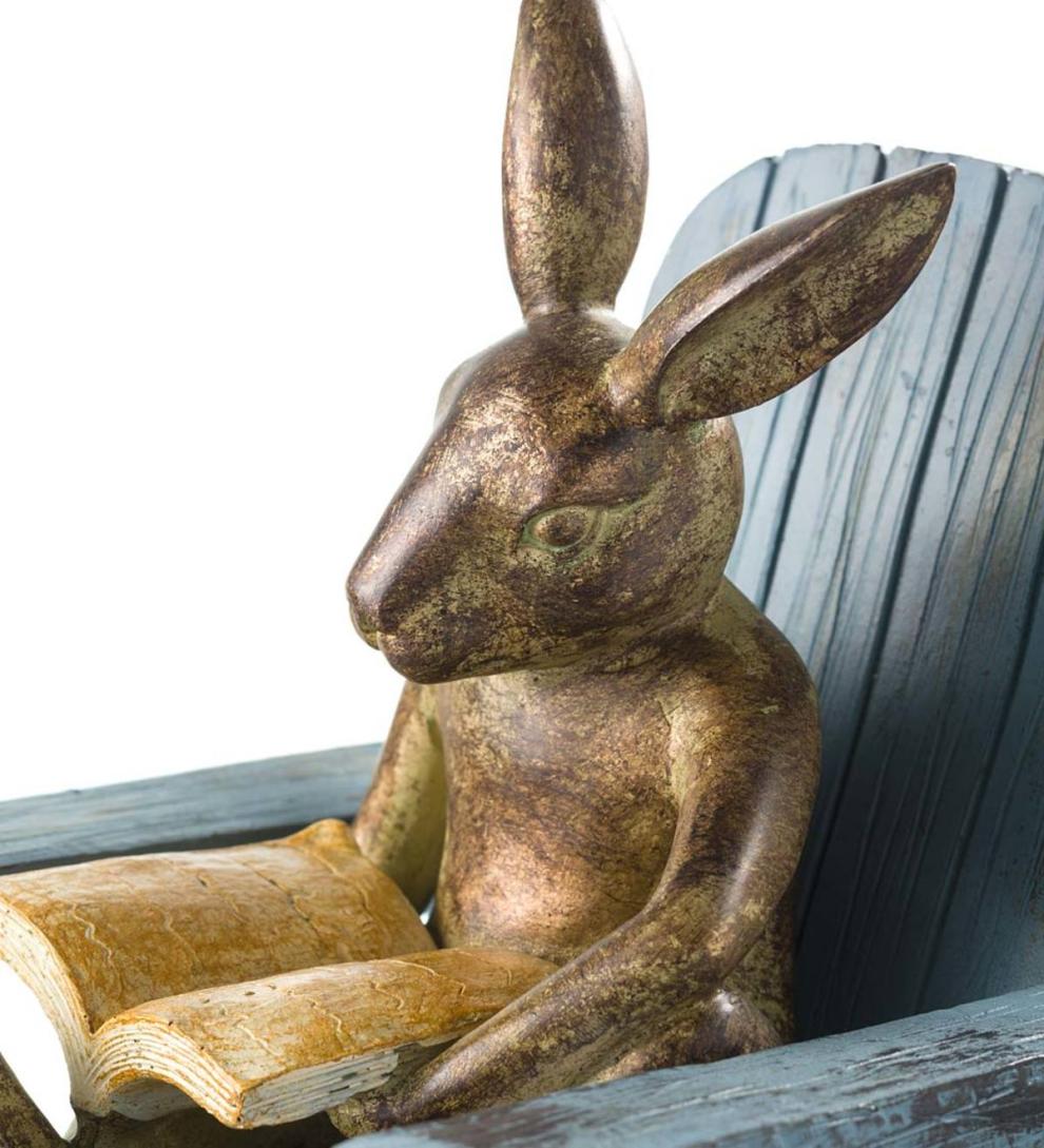 Plow & Hearth Decorative Garden Accents Yard & Garden Reading Rabbit Garden Statue