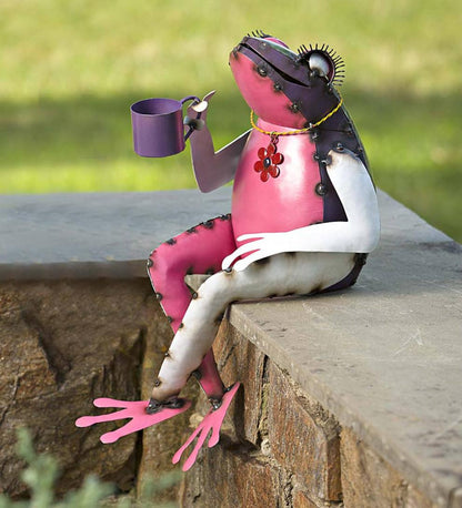 Plow & Hearth Decorative Garden Accents Yard & Garden Recycled Metal Tea Frog Garden Art