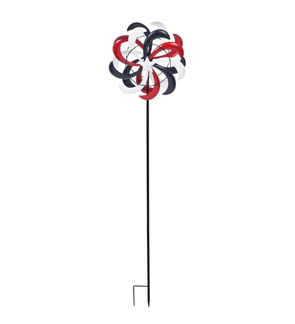 Plow & Hearth Decorative Garden Accents Yard & Garden Red, White And Blue Stars And Swirls Americana Wind Spinner