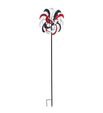 Plow & Hearth Decorative Garden Accents Yard & Garden Red, White And Blue Stars And Swirls Americana Wind Spinner
