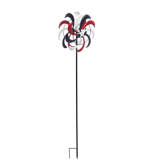 Plow & Hearth Decorative Garden Accents Yard & Garden Red, White And Blue Stars And Swirls Americana Wind Spinner