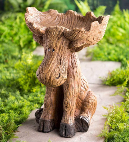 Plow & Hearth Decorative Garden Accents Yard & Garden Resin Moose Birdbath