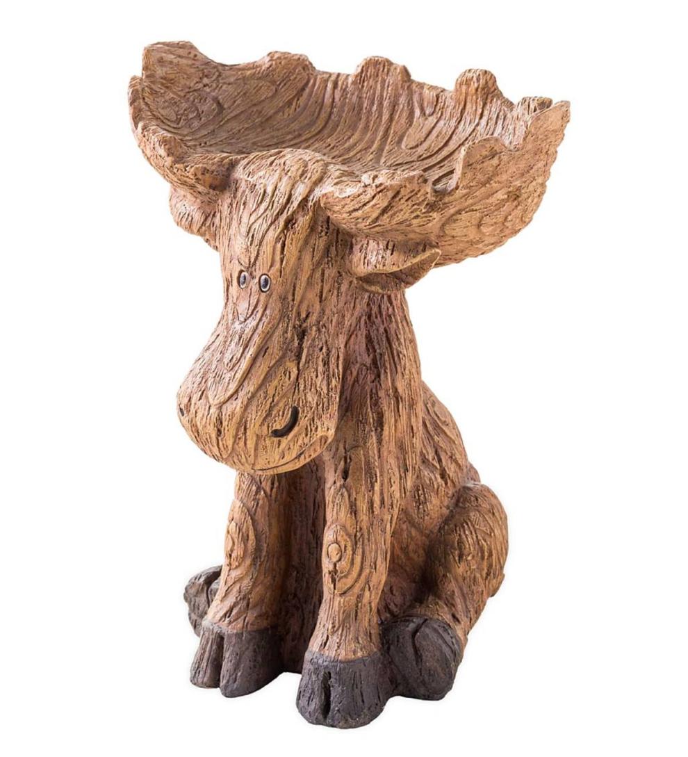 Plow & Hearth Decorative Garden Accents Yard & Garden Resin Moose Birdbath