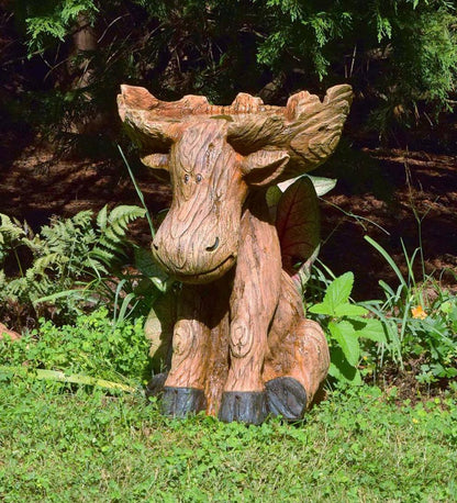Plow & Hearth Decorative Garden Accents Yard & Garden Resin Moose Birdbath