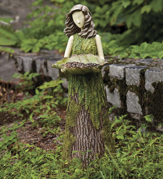 Plow & Hearth Decorative Garden Accents Yard & Garden Sherwood Fern Fairy Statuary With Bird Feeder