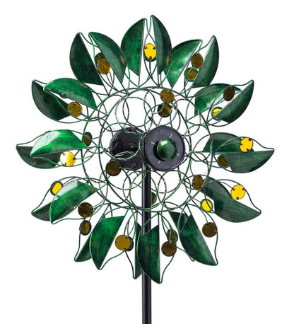 Plow & Hearth Decorative Garden Accents Yard & Garden Solar Green Leaf And Jewels Spinner