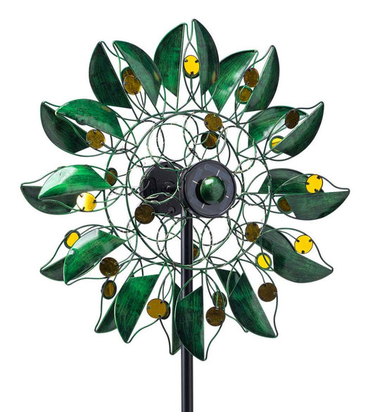 Plow & Hearth Decorative Garden Accents Yard & Garden Solar Green Leaf And Jewels Spinner