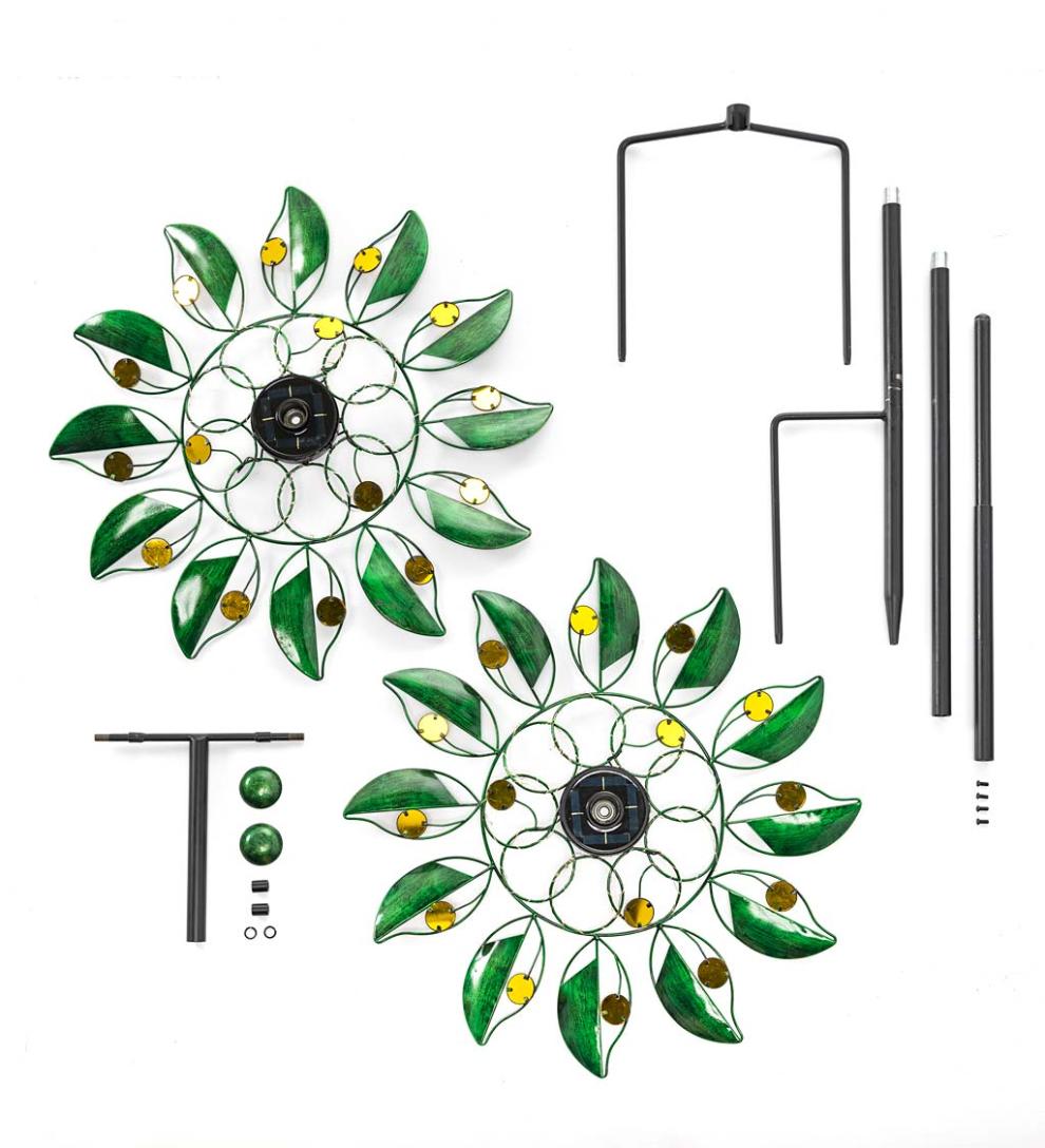 Plow & Hearth Decorative Garden Accents Yard & Garden Solar Green Leaf And Jewels Spinner