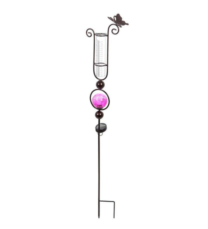 Plow & Hearth Decorative Garden Accents Yard & Garden Solar Rain Gauge Garden Stake - Orange