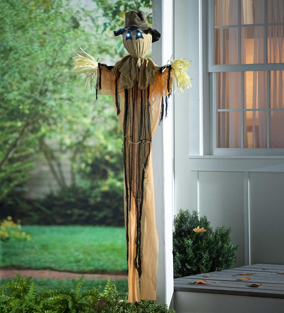 Plow & Hearth Decorative Garden Accents Yard & Garden Spooky Scarecrow With Color-Changing Lights