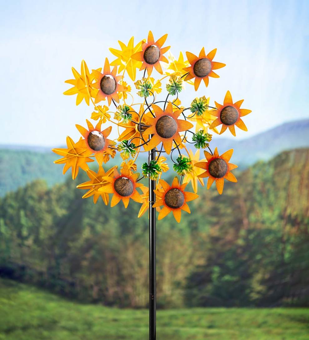 Plow & Hearth Decorative Garden Accents Yard & Garden Sunflower Garden Metal Wind Spinner