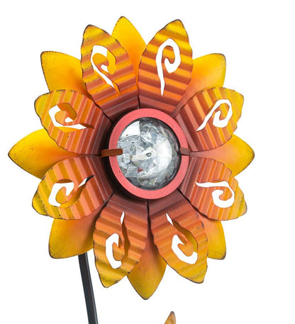 Plow & Hearth Decorative Garden Accents Yard & Garden Sunflower Garden Stake With Faceted Rotating Solar Light