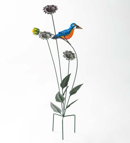 Plow & Hearth Decorative Garden Accents Yard & Garden Sunflowers With Bird Metal Garden Stake