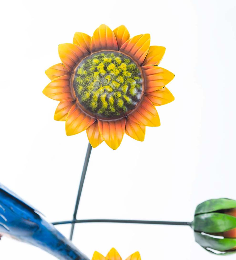 Plow & Hearth Decorative Garden Accents Yard & Garden Sunflowers With Bird Metal Garden Stake