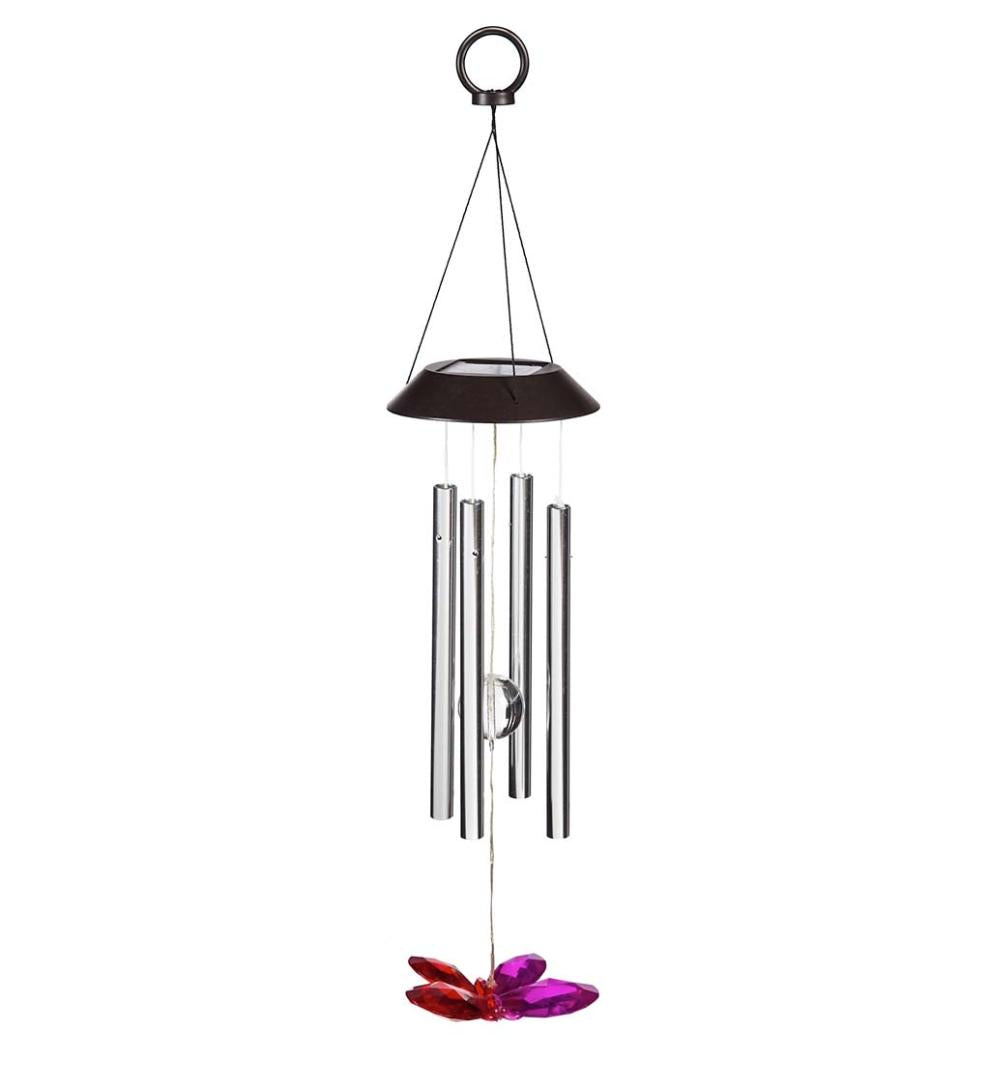 Plow & Hearth Decorative Garden Accents Yard & Garden Winged Wonders Solar Wind Chimes, Set Of 3