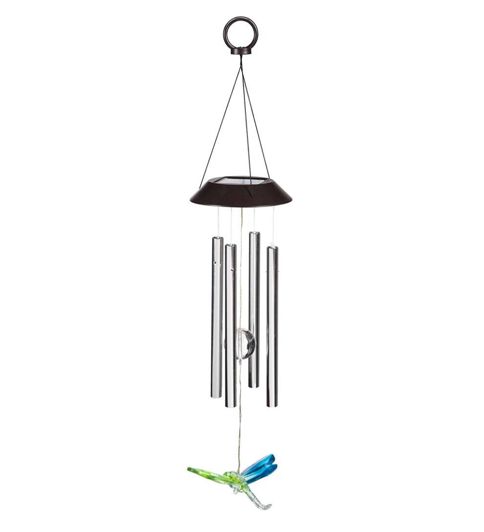Plow & Hearth Decorative Garden Accents Yard & Garden Winged Wonders Solar Wind Chimes, Set Of 3