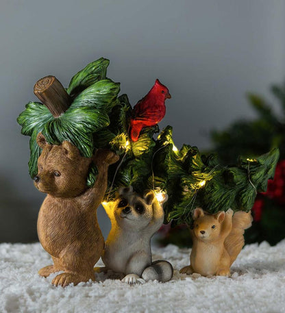 Plow & Hearth Decorative Garden Accents Yard & Garden Woodland Friends Solar Garden Statuary