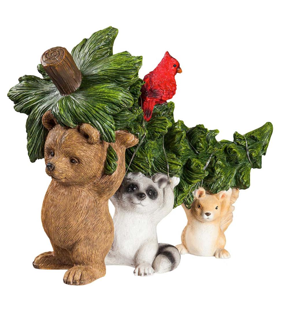 Plow & Hearth Decorative Garden Accents Yard & Garden Woodland Friends Solar Garden Statuary