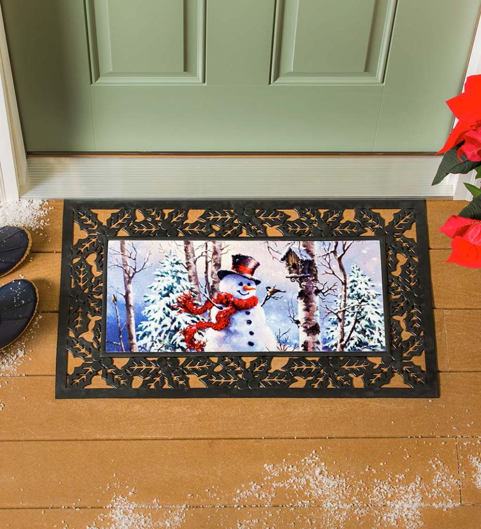 Plow & Hearth Doormats & Boot Trays Outdoor Living Birch Forest Snowman Sassafras Switch Mat