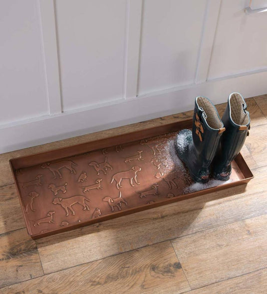 Plow & Hearth Doormats & Boot Trays Outdoor Living Embossed Metal Dog Breeds Boot Tray